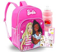 Barbie Mochila escolar para niñas de 4 a 6 a 16 pulgadas con botella de agua, tatuajes y más