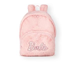 Barbie Mochila mullida para mujer | Bolso tipo mochila con osito de peluche clásico con parche y logo para damas y niñas en Rosa | Correas ajustables y compartimentos espaciosos