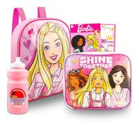 Barbie Mochila pequeña con lonchera para niñas, paquete con bolsa escolar de 11 pulgadas, bolsa de almuerzo más tatuajes, botella de agua y más | Mochila Barbie Girls para escuela primaria