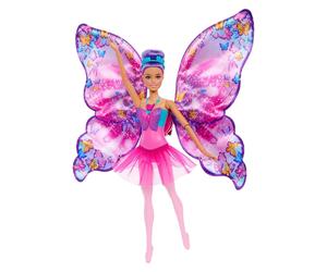 Barbie Muñeca Bailarina Dance and Flutter 2 en 1 con corpiño de Mariposa, la Fal