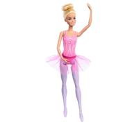 Barbie Muñeca Bailarina de Ballet Rubia articulada con tutú Rosa y moño, Juguete +3 años (Mattel HRG34)