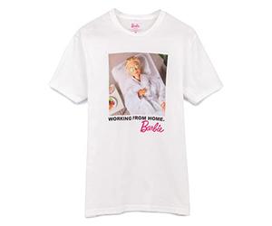 Barbie muñeca Camiseta para Mujer Damas Trabajando Desde casa Novedad Top Blanca M