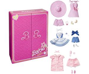 Barbie, Muñeca con Tres Conjuntos icónicos de la película, Incluye Zapatos y Accesorios, Juguete +3 años (Mattel HPK01)
