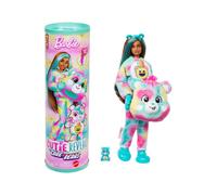 Barbie Cutie Reveal Care Bears Serie 2 Good Vibes Bear Muñeca y accesorios con 10 sorpresas, incluye cambio de color y un osito en miniatura, JFV62