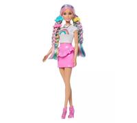 Barbie Rainbow Sparkle Hair Muñeca y accesorios | Muñeca de moda con pelo extralargo y 12 accesorios, incluido tubo de purpurina y secador, JJP07