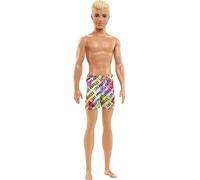 Barbie Ken - Muñeca de playa con cabello rubio vestida con coloridos trajes de baño con estampado de Los Ángeles