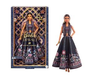 Barbie Muñeca Diwali de Anita Dongre con el Look del Festival de Las Luces, Pieza de colección navideña con Soporte para muñeca y Certificado de autenticidad, HRM91