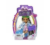 Barbie Extra Mini Muñeca pequeña articulada, Pelo Largo y Accesorios de Moda de Juguete, con Chaqueta de Cuadros (Mattel HGP64)