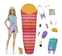Barbie Muñeca Malibu It Takes Two de Acampada- con Cachorro, Mochila y Saco de Dormir - 10+ Accesorios - Muñeca: 29 cm - Regalo para Niños de 3-7 Años, HDF73