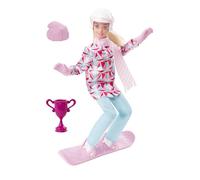 Barbie Muñeca Rubia Deportista de Invierno, Articulada, con Atuendo y Tabla de Snowboard y Trofeo, 30,48 cm, Regalo para Niños de 3+ Años