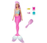 Barbie Muñeca Sirena con Pelo Rosa de fantasía de 17,8 cm | con coloridos accesorios para peinar, como diadema y pasadores