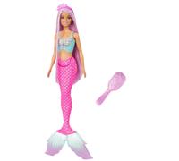 Barbie Muñeca Sirena fantasía con Pelo Largo Rosa y Accesorios para peinar, Seri
