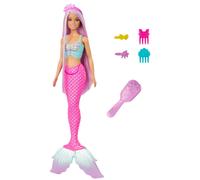 Barbie Muñeca Sirena fantasía con Pelo Largo Rosa y Accesorios para peinar, Seri