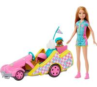 Barbie Muñeca Stacie con Kart Coche de Juguete, Mascota y Accesorios, de la película Stacie al Rescate, +3 años (Mattel HRM08)