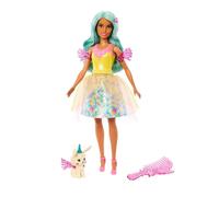 Barbie Muñeca Teresa con Conjunto Brillante con Falda de Volantes y alas, con Conejo Mascota y Accesorios, de la Serie Un Toque de Magia, Juguete +3 años (JCW51)