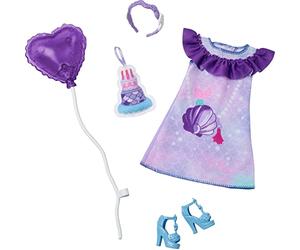 Barbie: My First Barbie Clothes, Paquete de Moda para muñecas preescolares de 13.5 Pulgadas, Juego con Accesorios de cumpleaños de Sirena y Suministros de Fiesta