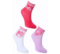 Barbie Niñas 3 Pares de Calcetines de Algodón (23, 26, Rosa)