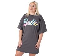Barbie Oversized T-Shirt Vestido Damas Mujeres | Adultos Pastel Rainbow Logo Short Sleeve Outfit | Regalos Gris Carbón