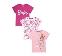 Barbie Paquete de 3 camisetas de manga corta para niñas, pack de 3 camisetas de verano para niñas, edades de 3 a 10 años, multicolor, 9-10 años
