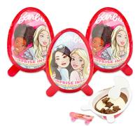 Barbie Paquete de 3 huevos sorpresa - Paquete con 3 dulces con bocados de oblea de chocolate y crema de leche más sorpresa | Huevo de chocolate Barbie con golosina