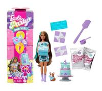 Barbie Party Unboxed Serie Cumpleaños de mascotas Estrellas de fiesta Muñeca y accesorios, conjunto con 10 sorpresas, como cambio de color y función de decoración de pasteles, JFG72