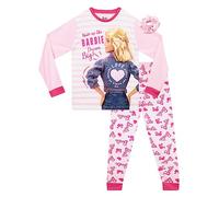 Barbie Pijama Niña | Set de Pijama de Verano y Scrunchie | Rosa 8-9 años
