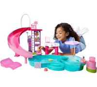 Barbie Piscina de ensueño Conjunto de Juego con 6 Zonas de Juego, Incluyendo un Jacuzzi con tobogán y Burbujas, además de más de 20 Accesorios como Mascotas, flotadores y Mucho más, JKG83