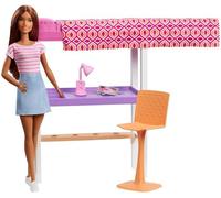 Barbie Playset Camara de Cama Muñeca Morena Con Cama Escritorio Y Accesorios