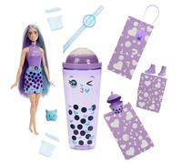 Barbie Pop Reveal Muñeca con Pelo Azul y Morado con Vaso Té de Burbujas Leche de malanga, con Cubitos de Hielo Que revelan Ropa, Mascotas y Accesorios Sorpresa, Juguete +3 años (HTJ19)