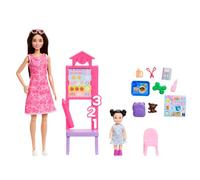Barbie Profesiones Conjunto de muñeca Profesora con Vestido de Quita y pon, muñeca niña pequeña, Pizarra Escolar y Accesorios, JMK16