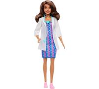 Barbie Profesiones Muñeca de Moda de Doctora con Conjunto de Quita y pon, Bata Blanca, Vestido y Zapatos, además de Accesorio de Estetoscopio, JKF76