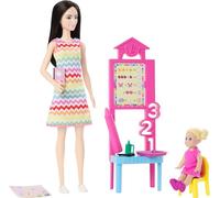Barbie Profesiones Set de Juego Maestra Cabello Negro con Niña para niñas de 3 años en adelante