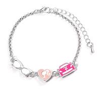 Barbie™ Pulsera con tres dijes clásicos: silueta, gafas y corbeta, talla única, Zinc