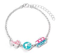 Barbie™ Pulsera de abalorios con tres divertidos dijes esmaltados: silueta, patinaje y furgoneta, talla única, Zinc