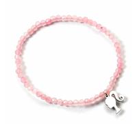 Barbie Pulsera de plata de ley con cuentas de cuarzo rosa, talla única, Plata de ley