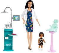 Barbie Quiero Ser Dentista, muñeca Morena con niña y Accesorios (Mattel FXP17) Multicolor