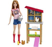 Barbie Quiero Ser Granjera de gallinas y Pollitos, muñeca con Animales y Accesorios (Mattel FXP15)