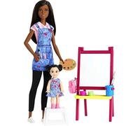 Barbie Quiero Ser Maestra de Arte, Muñeca Latina con Bebé y Accesorios (Mattel GJM30), Multicolor
