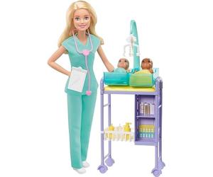 Barbie Quiero Ser pediatra muñeca rubia con dos bebes y accesorios (Mattel GKH23)
