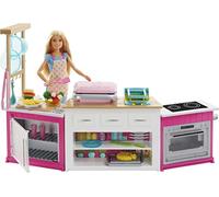 Barbie Quiero Ser Superchef, cocina con accesorios y muñeca (Mattel GWY53)