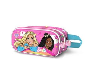 Barbie Rainbow-Estuche Portatodo 3D Doble, Rosa, 8 x 23,5 cm