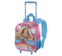 Barbie Rainbow-Mochila 3D con Ruedas Pequeña, Rosa, 26 x 34 cm, Capacidad 12,5 L