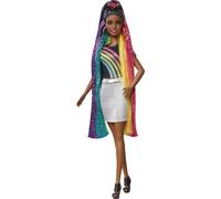 Barbie Rainbow Sparkle Hair Doll con cabello moreno de 7.5 pulgadas extra largo con un arco iris oculto de cinco colores Gel Gel y accesorios para pe