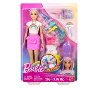 Barbie Rainbow Sparkle Hair Muñeca y accesorios | Muñeca de moda con pelo extralargo y 12 accesorios, incluido tubo de purpurina y secador, JJP07