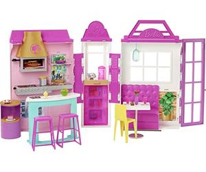 Barbie Restaurante Muñeca rubia con con cocina de juguete y accesorios, regalo para niñas y niños +3 años (Mattel GXY72)