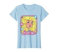 Barbie - Retrato de los años 70 con Estrellas Camiseta, Mujer, Azul Bebé, S