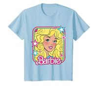 Barbie - Retrato de los años 70 con Estrellas Camiseta, Niños, Azul Bebé, 12 años