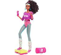 Barbie Rewind 80s Edition Workin' Out Mu eca (morena de 11.5 pulgadas) con cuerpo, calentadores de piernas y accesorios, con cinta de cassette, soporte de mu eca, regalo para coleccionistas