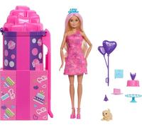 Barbie Rise & Surprise Cumpleaños de Mascotas Muñeca y Accesorios con 12 sorpresas, como Cambio de Color y tobogán (los Estilos Pueden Variar), JKF66