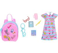 Barbie Ropa, Bolsa de Lujo con Clip con Atuendo Escolar y Cinco Accesorios temáticos para muñecas